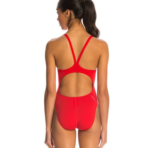 Adidas Solid Vortex-Back One Piece Swimsuit Red - Picture 2 of 3